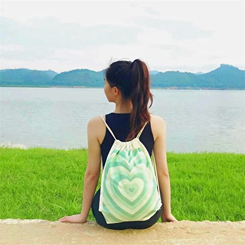 Mositu Heart Drawstring Backpack Cotton Canvas Drawstring Bag For Women Gift Gym Draw String Bag Aesthetic Heart Backpack Sport Sack Bag Beach Travel Sackpack #TOP5