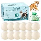 Peidicat Cat Repelelnt Ball Outdoor & Indoor Natural Deterrent White Balls Prevent Cats Scratch Furniture and Chew Long-Lasting Balls (12 Pack)