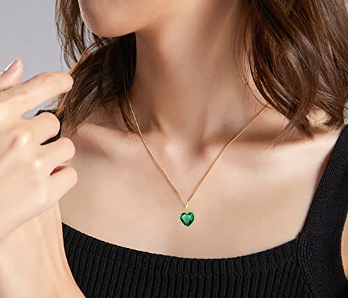 VONSSY Classic Heart Pendant Gemstone Necklace | Crystal Cubic Zirconia Birthstone Ruby Emerald Sapphire Necklace| 18K Platinum Gold Plated Chain | Vintage Meaningful Jewelry Gift for Mother Wife4