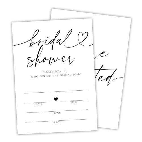 Ketsord Bridal Shower Invitations With Envelopes - Hand-Writing Fonts - Classic Bridal Shower Reception Invites, Bride & Groom Engagement Party Celebration, Party Favor & Decorations (White) - A19