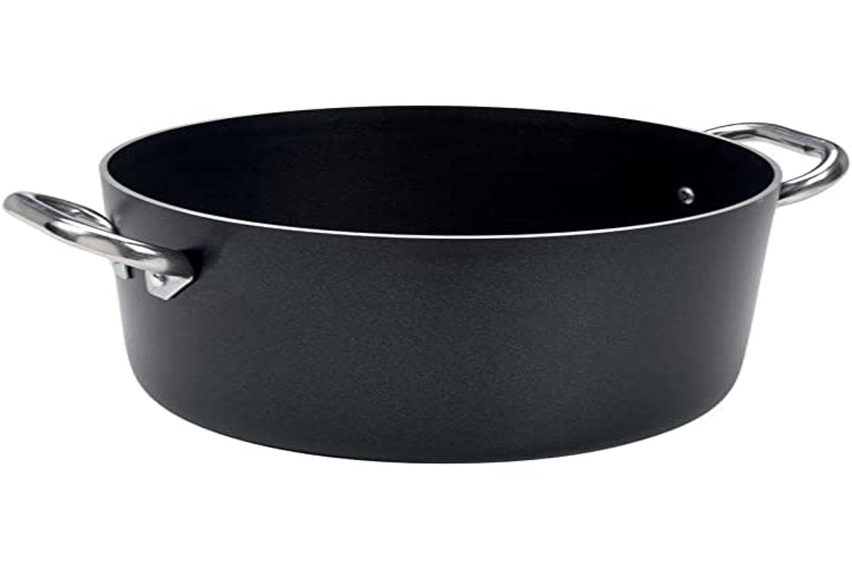 Pentole Agnelli Aluminium Black 3 Mm. Crystal Deep Saucepot With 2 Handles, 3.49 Litre, Colour - Black