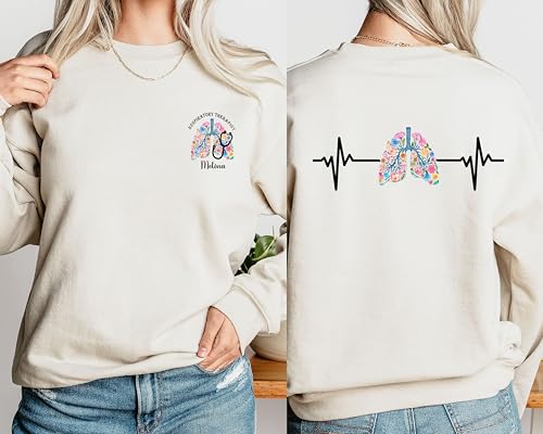 Custom Respiratory Therapist Sweatshirt, RRT Sweater, Personalized Floral Shirt, Gift Multi2