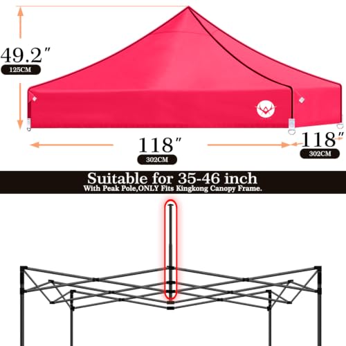 AEVNE Pop Up Canopy Replacement Canopy Tent Top Cover,10 x 10 Pop Up Canopy Top Cover for Most of the Standard Canopy,PU-Coated 500D Polyester,Waterproof & 99% UV Resistant (Top Only) (Pink, 10x10) by AEVNE - Used condition - Image 3
