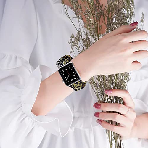 Scrunchie Watch Bands for Women Compatible with Apple Watch 38mm 40mm 41mm 42mm 44mm 45mm, Elastic Scrunchy Replacement Band Soft Stretchy Band For iWatch Series 7/6/5/4/3/2/1/SE (5 Pack C,S-Size) - image 6