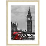 Tinkeps 50x70cm Oak Wood Frame, Engineered Wood and Plexiglass, Picture Frames 50cm x 70cm with Mount for A2 Prints, Photos, and Posters, Wall Mountable