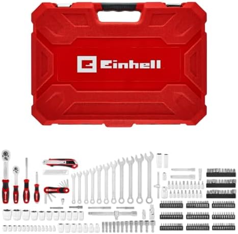 Einhell 233-tlg. Werkzeugkoffer Mechanik | Umschaltknarren | Gabel-Ringschlüssel | Bit-Set | Stecknüsse | Verlängerungen | Adapter | Stiftschlüssel