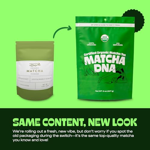 Matcha DNA Green Tea Powder Culinary Grade Powdered High in antioxidants USDA Organic, 8 Ounce