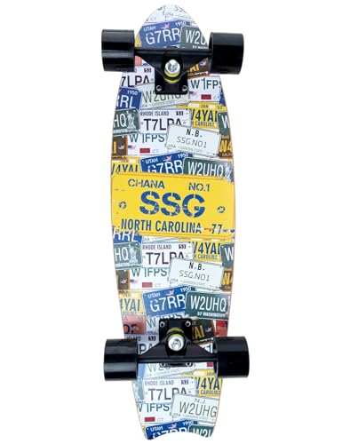 Monopatín Cruiser Skate Tipo Surfskate Plates | Carving y Cruising | Madera de Arce 69 cm | Ejes de Aluminio | Ruedas PU 60x45mm | Rodamientos ABEC-7, Material: Madera de Arce