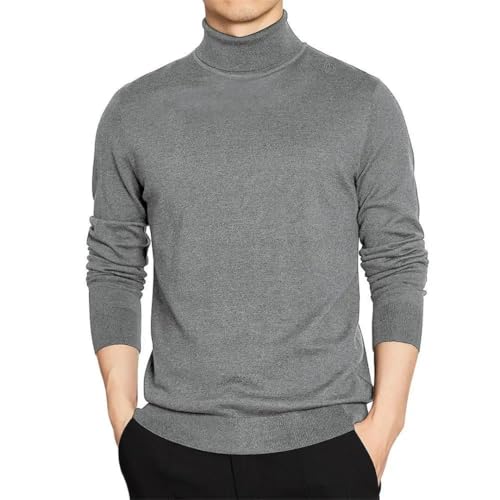 Men’S Solid Color Cashmere Blend Loose Fit Turtleneck Pullover Sweater Warm Long Sleeve Casual Jumper Top2