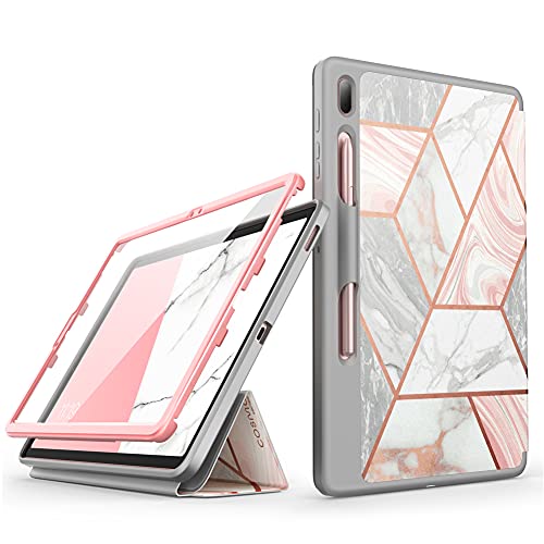 I-Blason Cosmo Case For Samsung Galaxy Tab S7 Fe 12.4" 2021 Release Only, Full-Body Trifold With Built-In Screen Protector Protective Smart Cover With Auto Sleep/Wake & Pencil Holder (Marble) #TOP8