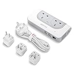 BESTEK UK to USA Power Converter Travel Power Adapter 200W Step Up Transformer 110v to 240v Voltage Converter with 4 USB Ports, Grey