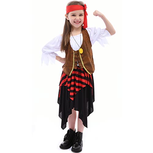 Latocos Pirate Costume For Kids Girls Pretend Role Play Dress Up Halloween Costumes Birthday Gift Ages 3-12 Years (3-4 Years) #TOP3