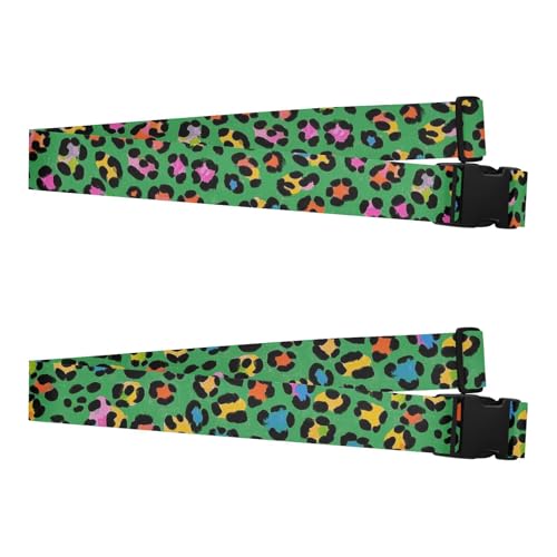 2 Pack Luggage Straps Fashion Color Leopard Green Portable Adjustable Travel Belt Travel Accessories for Safety & Convenience fajas para maletas