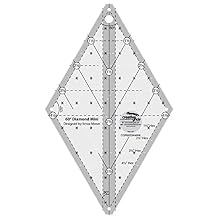 Creative Grids 60 Degree Mini Diamond Ruler CGR60DIAMINI Made in USA, Non-Slip Grip Acrylic Quilting, Sewing, Crafting, Patchwork Ruler & Template