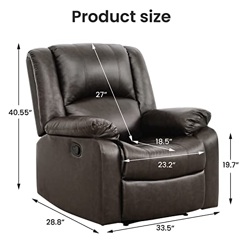 Risar Single Manual Recliner Chair - Home Delivery, Easy Installation - Brown Breathable Leather, Fluffy Armrests & Backrest, Foot Cushion - Ideal For Home Theater, Leisure, And Reading #TOP1