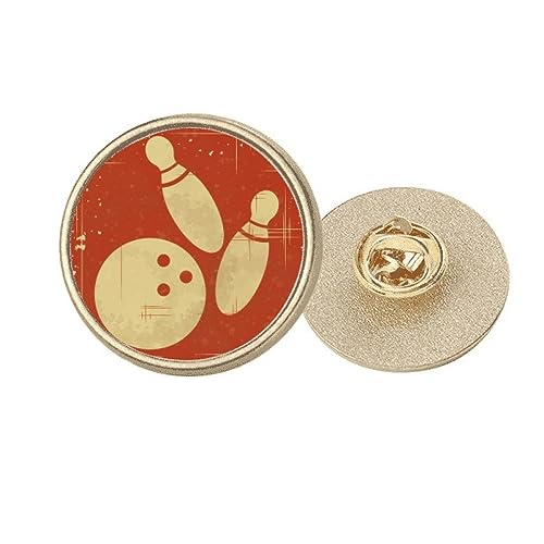 Broche de bowling rouge en métal doré taille M pour vêtements et accessoires chic