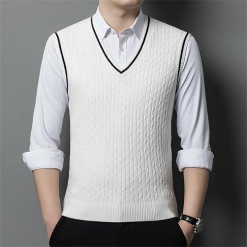 Men’S Preppy Style V-Neck Wool Blend Sweater Vest Sleeveless Basic Knit Pullover2