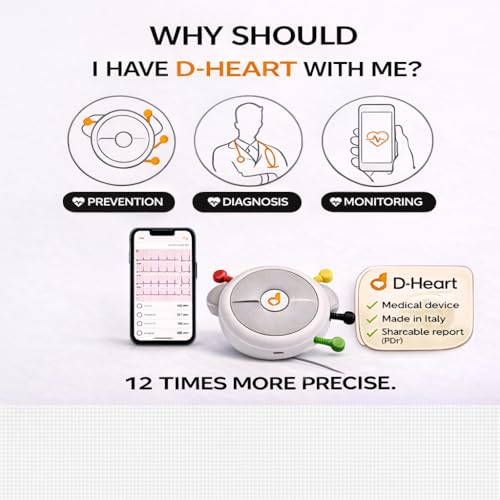 D-Heart ECG Tragbar 8/12 Ableitungen | 60 Elektroden inkl. | App mit Anleitung | PDF Export...