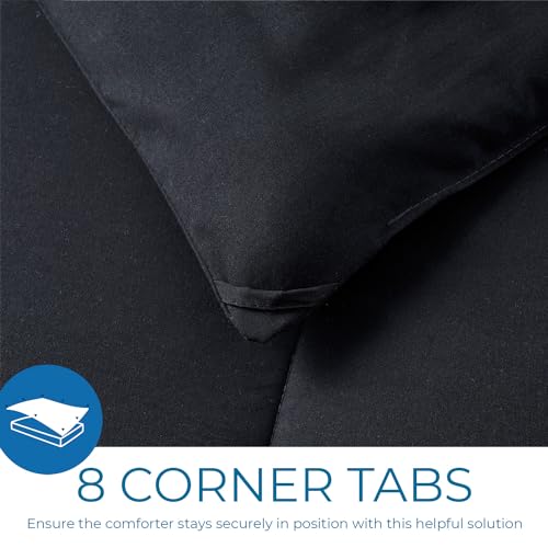 Image of Nestl Down Alternative Comforter Queen Size, All Season Black Duvet Insert With Corner Tabs, Quilted Bedding