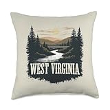 Retro West Virginia Landscape Vintage Souvenir Throw Pillow