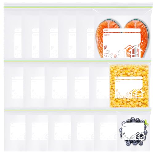 Reusable Sandwich Freezer Bags Leak-Proof, 100Pcs BPA Free Zip Lock Food Storage Bags, PE Plastic Double Seal Bags Thickened, 3 Sizes Heavy Duty Transparent Food Bags for Vegetables Fruits Meats