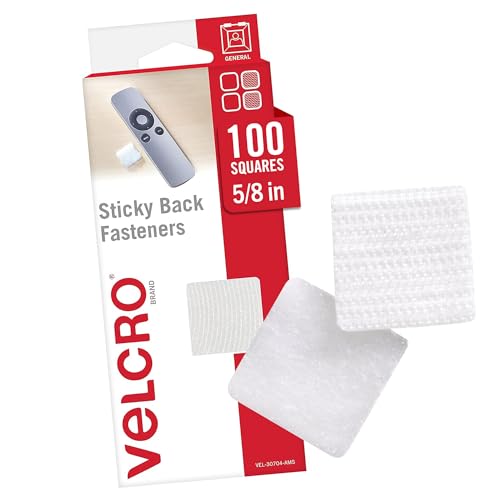 VELCRO Brand Adhesive Squares, 100pk 7/8" White, Mounting Tape for Office Organization, Laminated Signs Classroom Décor