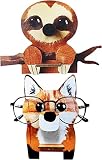 OKEDAR Brillenhalter aus Holz,2 Brillenhalter aus Holz mit Tiermotiven kreativer niedlicher Brillenständer handgeschnitztes Holz Haustier Brillenhalter Sonnenbrillen Heimbüro Schreibtisch-Dekoration