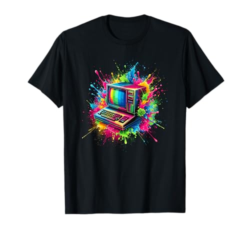 Splash Art Vintage Computer Old School PC T-Shirt