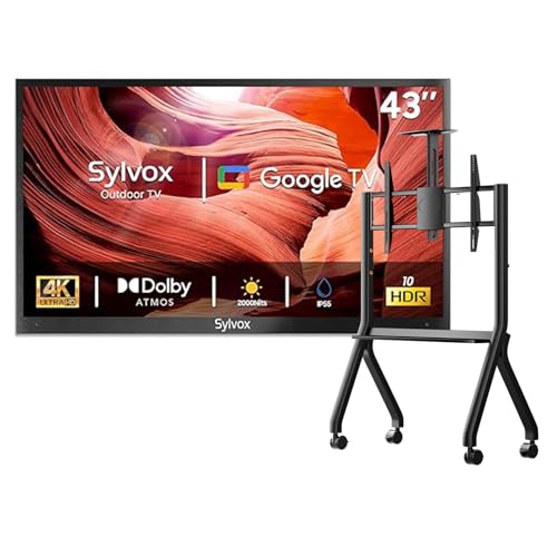 SYLVOX Outdoor TV with Rolling Stand, 43 inch 2000 Nit