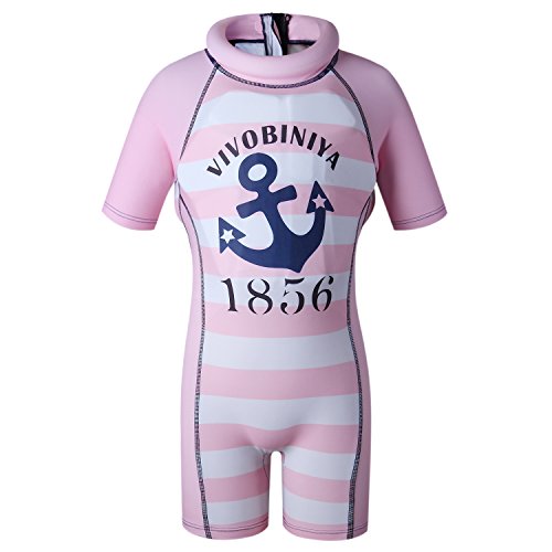 Kids Swimsuits Floatation Swimsuits One-Piece Swimsuits with Sun Hats (s(31.4inï¼35.4in Height), Pink(not hat))