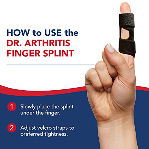Dr. Arthritis Doctor Developed Finger Splint - Padded Finger Splints for Straightening (Black, S/M, 2 Pack)