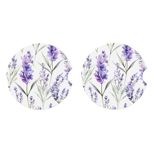Posavasos para Auto de Cerámica, Floral Morado, 2 Pzas miniatura 3