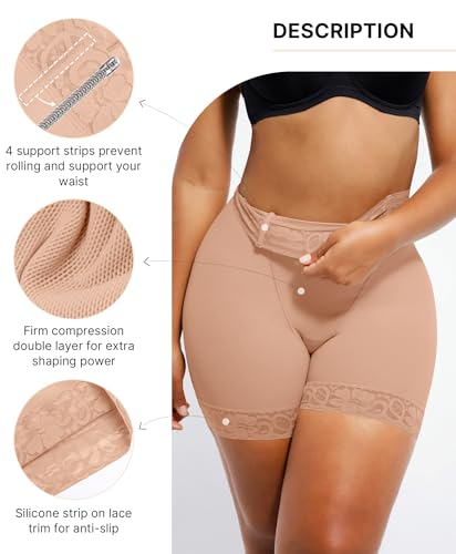 Image of SHAPELLX Butt Lifting Shapewear For Women Tummy Control Faja Shaping Shorts Thigh Slimming Panties Mid Waisted Shaper