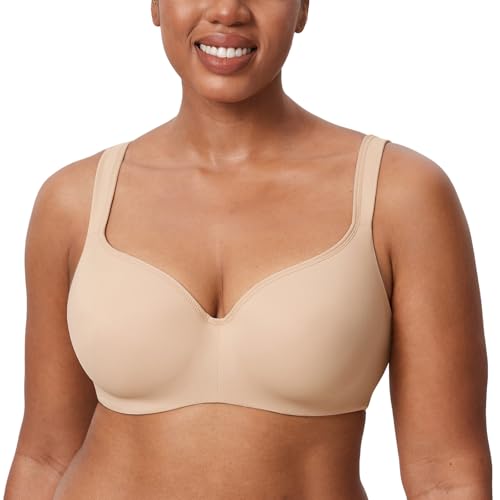 DELIMIRA Damen T-Shirt BH - Komfortabler Bügel-BH für große Größen in Beige (85D)