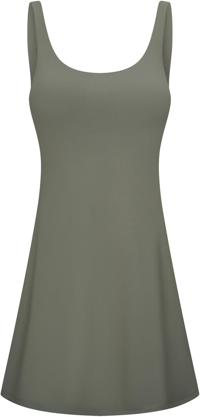 Tennis Dress for Women - U-Back with Built-in Bra & Shorts, Athletic Skirt