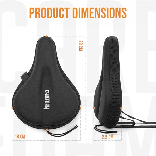 Image of Carefoam Orthopedic Bicycle Seat Cushion Gel Cover for Men & Women | Ergonomic Shock-Absorbing Bike Saddle Pad for Mountain, Road, Commuter & Indoor Exercise Cycles | Waterproof, Universal Fit