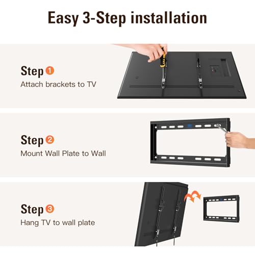 Image of Mounting Dream Tilting TV Mounts for Most 26-60 Inch LED, LCD TVs up to VESA 400 x 400mm and 88 LBS Loading Capacity, TV Wall Mount with Unique Strap Design for Easily Lock and Release MD2268-MK