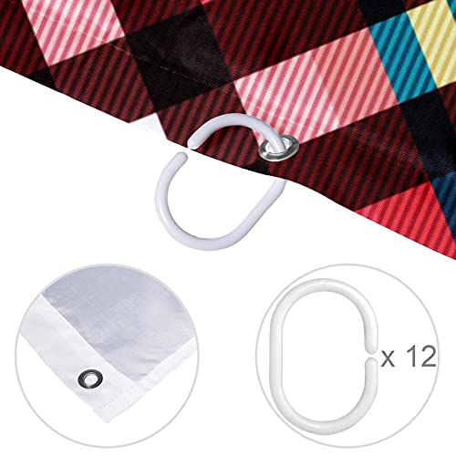 Rideau de douche écossais rose et rouge imperméable taille standard - 5