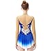Blue,12_15Years,Handmade Figure Skating Dress for Girl Applique Ice Skating Stage Performance Dress Roller Competition Costumes