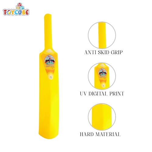 Image of Kids Plastic Cricket Set with Bat, Stumps & Ball - Lightweight Indoor & Outdoor Cricket Toy Set Cricket Set (Age 4+) Complete Plastic Cricket Kit for Kids (Yellow)