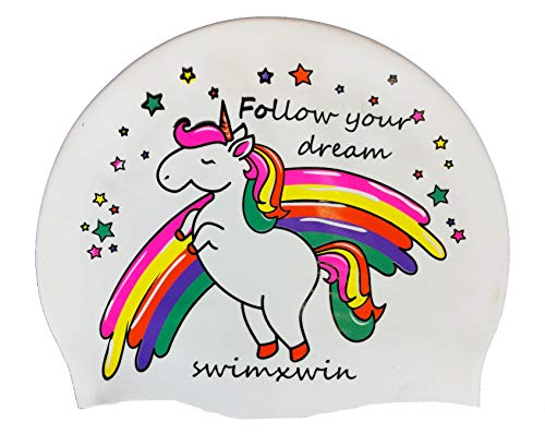 Swimxwin Gorro de Silicona Follow Your Dreams | Gorro de Natación|Gorro de Piscina | Alta Comodidad y Adherencia | Diseño y Estilo Italiano