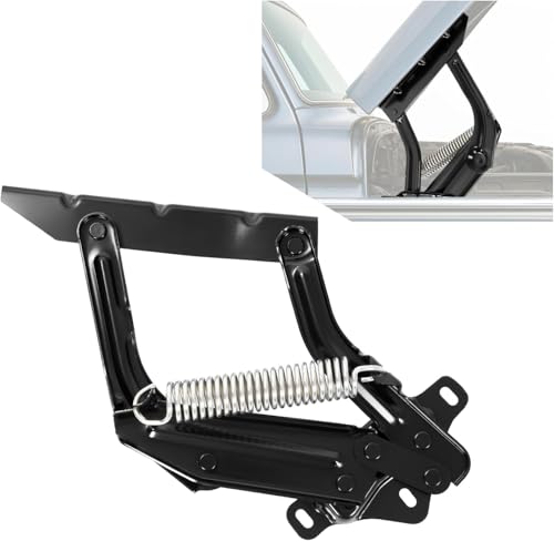 JMTAAT Driver Side Hood Hinge Compatible with 1973-1979 Ford F100 F150 F250 F350, 1978-1979 Bronco Springs Brackets Steel Electrophoresis Primed Black Left