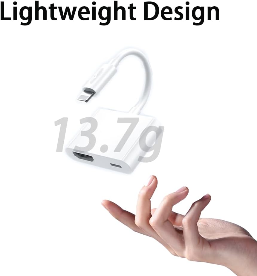 Apple MFi Certified 1080P HDMI Converter with Charging Port - Digital AV Adapter for iPhone to TV/Monitor/Projector - Compatible with iOS