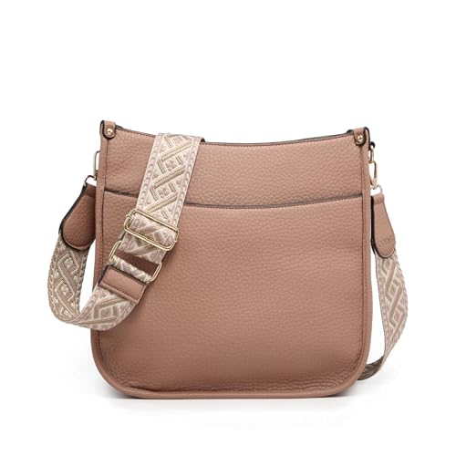 Image of JEN & CO. Crossbody Bags for Women Trendy Vegan Leather Hobo Purses Shoulder Handbags with Wide Adjustable Guitar Strap