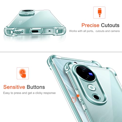 Image of Bumper Back Cover Case Transparent for Vivo V40 5G|Four Corners Protection|Camera Protection Back Cover Case for Vivo V40 5G /Vivo V40 Pro 5G -Transparent