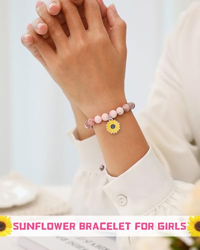 Happy 10th/11th/12th/13th/14th Birthday Gifts for Girls, Sunflower Bracelet for Girls2