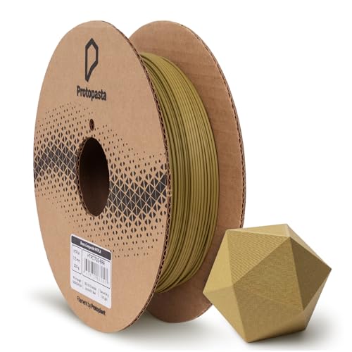 Protopasta Brass Filled PLA 3D Printer Filament | ProtoPlant Metal-Filled PLA Plastic Printer Filament with 60% Brass | Polish and Patina Friendly Metal Composite Filament | 500g Metallic Spool