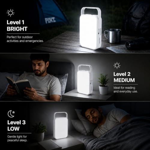 Image of Lexton LiteHouse Rechargeable Emergency Light | 12W Bright LED | 4000mAh Li-Ion Battery | Up to 10 Hours Backup | 3 Light Modes | Type-C Charging + Power Bank | for Home, Office, Camping & Travel