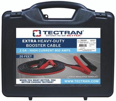 Tectran 7BC202 Battery Booster Cable 20 Ft., 2 Gauge, With Hard Carrying Case
