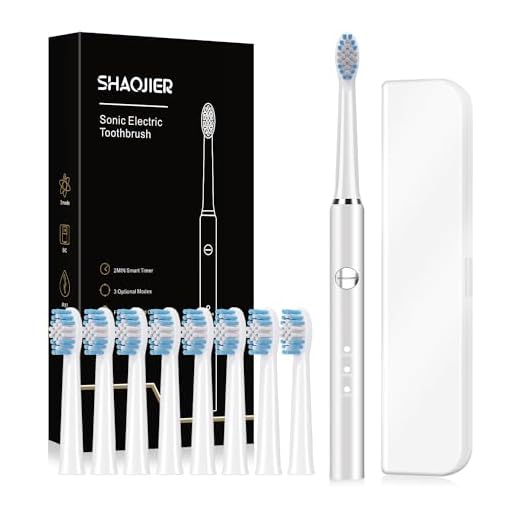 SHAOJIER Sonic Electric Toothbrush for Adults and Kids, USB Rechargeable Sonic Toothbrush with 8 Brush Heads, Smart Timer, 3 Modes, Travel case (White)